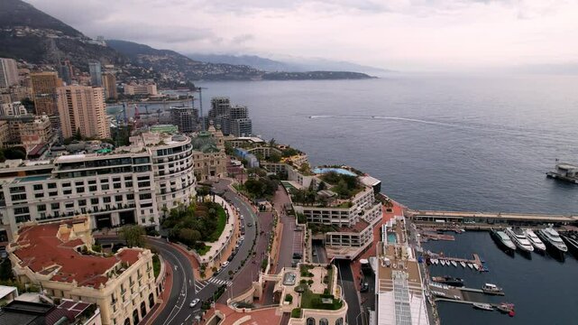 Captivating drone video of Monte Carlo highlights its elegant marina, lavish casinos, and scenic vistas. Ideal for projects in tourism, luxury real estate, or cinematic backdrops.
