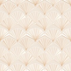 Japanese Folding Fan Pattern – Beige Seamless Art Deco Background