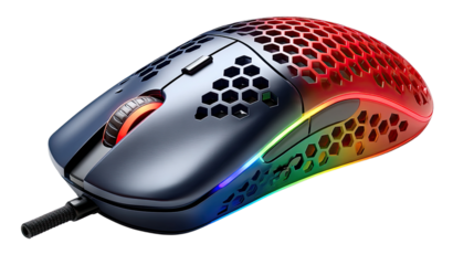 Gaming Mouse: a state-of-the-art gaming mouse, boasting a sleek design, with dynamic RGB lighting. The device features precision and comfort for an immersive experience.