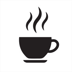 Coffee Cup Icon , Hot Drink Steam Symbol Vector for café and Beverage Design