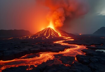Explosive Volcanic Eruption with Ash Clouds