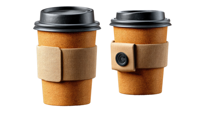 Coffee Cups: Close-up of two eco-friendly coffee cups, embodying sustainability and refreshment. A symbol of responsible consumption and the simple pleasure of a warm beverage.