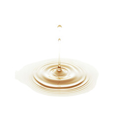 Golden Liquid Droplet Impacting Surface, Creating Concentric Ripples