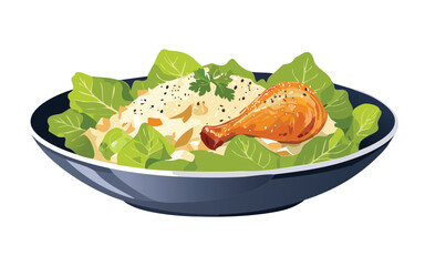 salad with chicken and vegetables - vector illustration