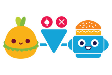 Healthy vs Fast Food Vector – Bright Comparison of Balanced Meal and Junk Food with Calories & Nutrition Labels