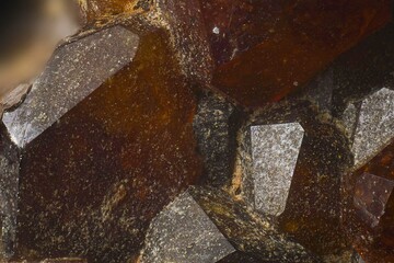 Garnet (andradite, hessanite) crystals. Sinyaya Rechka deposit, Far East, Russia. High...