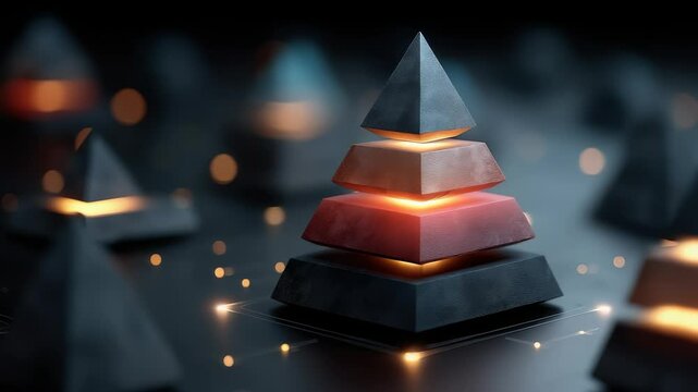 Stacked Glowing Pyramids with Light Pulses