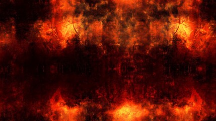 Abstract fiery patterns in a symmetrical design.