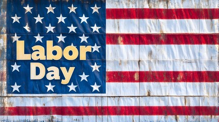 Fototapeta premium Photorealistic American Flag on Wall with 