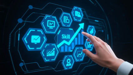 Hand Interacting with a Futuristic Skill Development Interface