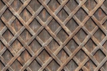 Aged wooden lattice paneling