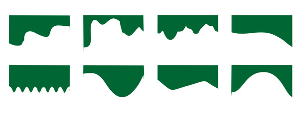 Abstract Design Element for Top and Bottom Web Page. Divider Shape for Website Set. Wave Shape, Curve Line, Drops Separator Effects Collection For Banner, Poster, App