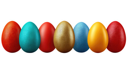 Chromatic Easter Array: A visually captivating arrangement of vibrantly colored eggs, representing the joyful spirit and rich tradition of Easter.
