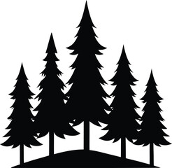 Obraz premium Pine tree silhouettes in a vector illustration using bold design elements for forest nature themed artwork outdoor posters graphic branding or decorative print use