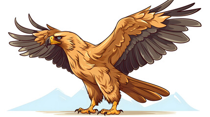 Obraz premium Golden Eagle Cartoon Vector Illustration - Detailed and Colorful Wildlife Character Design