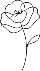 Single line drawing of poppy flower in artistic minimal style perfect for floral illustrations botanical prints vector decor and modern nature inspired artwork