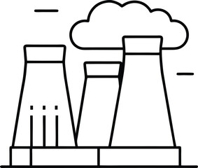 Stylized power plant in continuous line art style perfect for energy generation themed graphics eco power vector illustrations and minimal industrial concept art