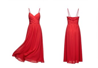 Elegant red dress isolated on white background