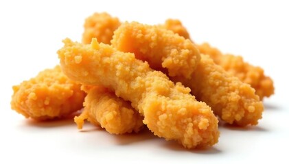 Crispy fried chicken strips isolated on white , junk food, unhealthy food