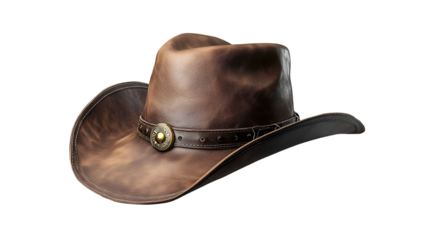 Brown Leather Cowboy Hat Western Fashion Accessory