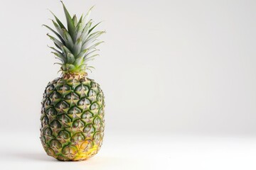 A Single Whole Pineapple Isolated on a White Background