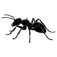 Black Silhouette of an Ant Isolated on White Background