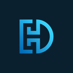 Creative Geometric Symbol with Abstract E and D Connection