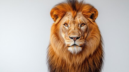 Fototapeta premium Majestic lion portrait against a plain background