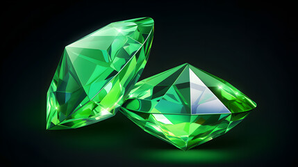 Green Rhombus Diamonds: High Quality Crystal Stones Piece of Geol in Natural Colors