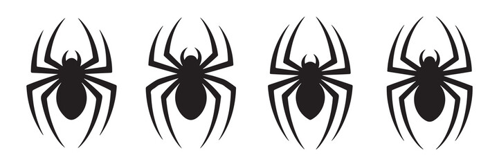 Set of black spider silhouette icons. Spider icon. Spider symbol. Vector illustration eps 10