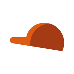 Minimalist vector graphic of an orange baseball cap in side view, commonly used for sports, outdoor wear, or casual style themes.