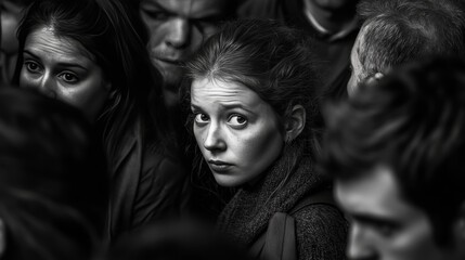 People gathered at an event, creating a dense visual effect with multiple overlapping images.