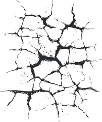 Black and white cracked surface texture with multiple fractures and broken lines creating a rough pattern