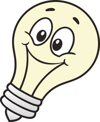 cartoon light bulb with smile
