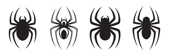 Black spider silhouette icon. Dangerous insect. Vector illustration eps 10