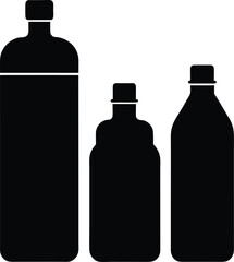 Plastic drinking water bottles of different sizes depicted in minimalist line art style perfect for themes involving hydration eco conscious choices and modern packaging design