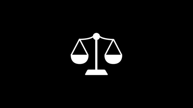 scale icon vector 2D animation isolated on white background. scale symbol template. Scales of justice. Court of law symbol.