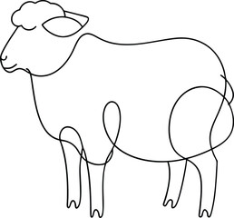 Minimalist continuous line drawing of a sheep representing calmness wool production and countryside life perfect for pastoral themed art and simple farm animal illustrations
