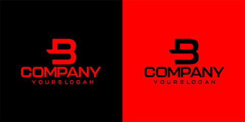 B initial letter logo.with red black color.Used for Business and Brand Logo.Flat Vector Logo Design Template Elements