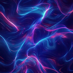 Obraz premium Neon Light Blue and Pink Swirling Patterns on Dark Background