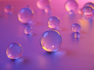 Naklejka premium Ethereal composition of translucent pink and purple glowing spheres.