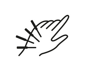 Acupuncture, hand with medical needles line icon. Alternative medicine. Body therapy and spa, wellness and acupressure. Vector illustration