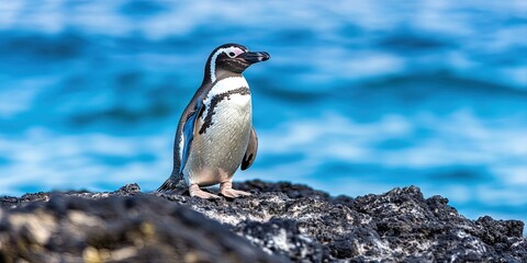 Naklejka premium photo of galapagos penguin -