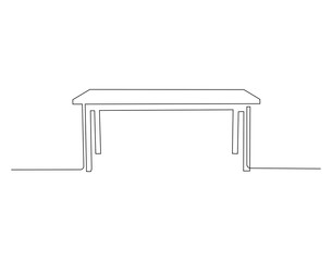 Small table outline drawing illustration. Continuous line draw of home decoration vector