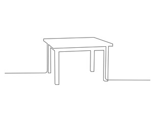 Small table outline drawing illustration. Continuous line draw of home decoration vector