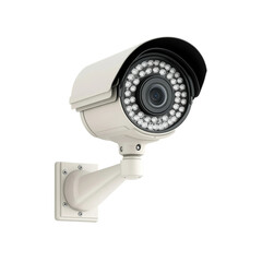 Close-up of a security camera, ready to monitor and protect. This device is designed for surveillance, with a modern design and a focus on safety