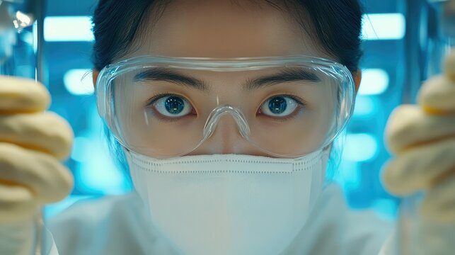 Focused Scientist in Laboratory - Powered by Adobe