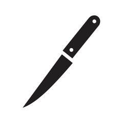 Black silhouette of a kitchen knife with a sharp blade, symbolizing precision in cooking.