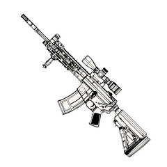 Naklejka premium Lightweight Assault Rifle With Folding Stock