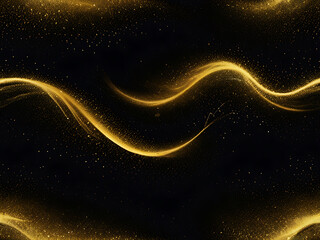 Golden Wave of Sparkles on Dark Background - Abstract Light Dust Flow Art Design ai